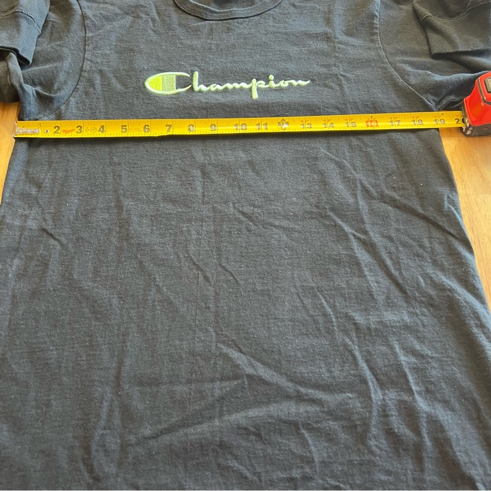Champion Long Sleeve Shirt Medium Black Neon Logo - Picture 4 of 6